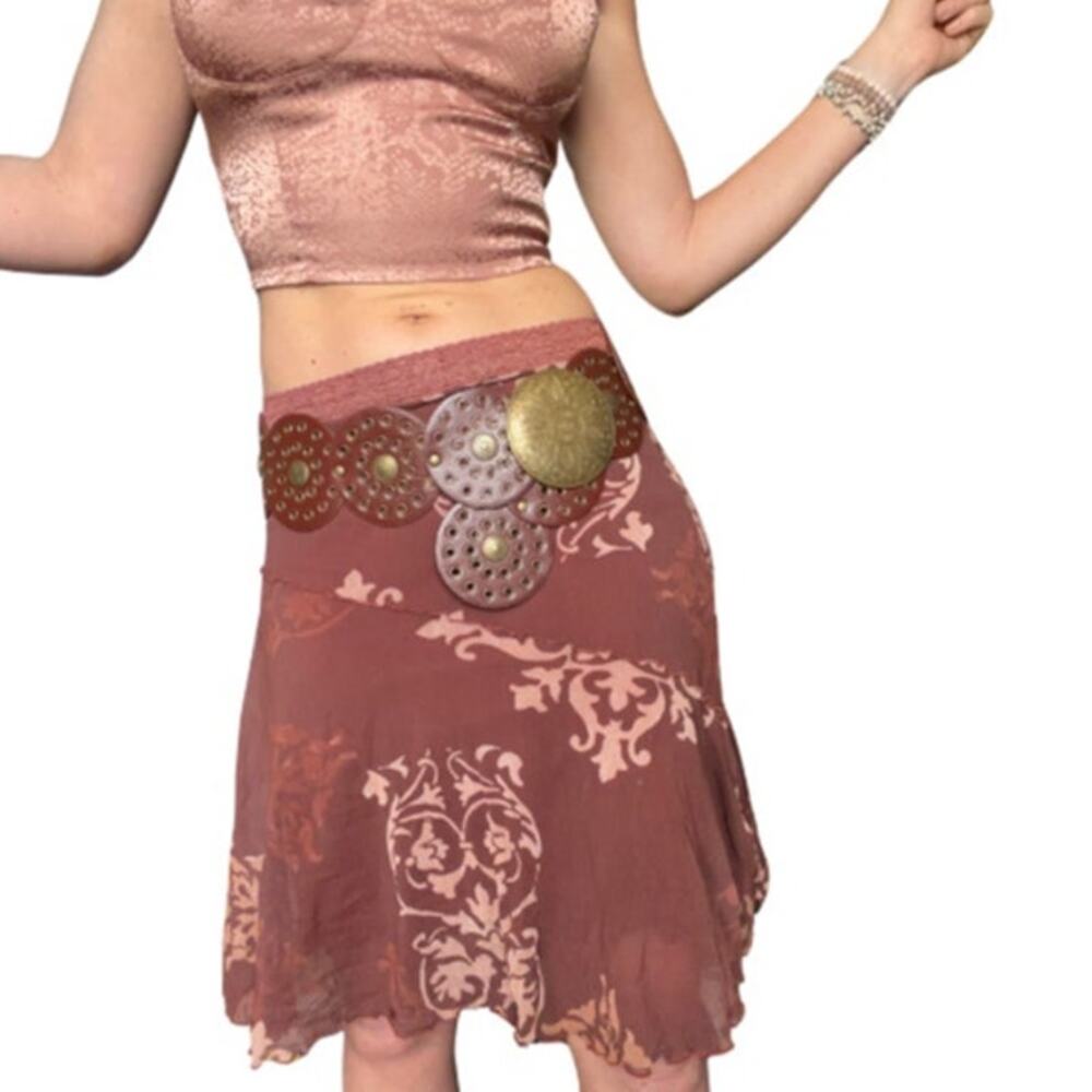 Vintage Y2K Asymmetrical Mesh Skirt 🤎 fairy grunge boho mini midi hybrid
